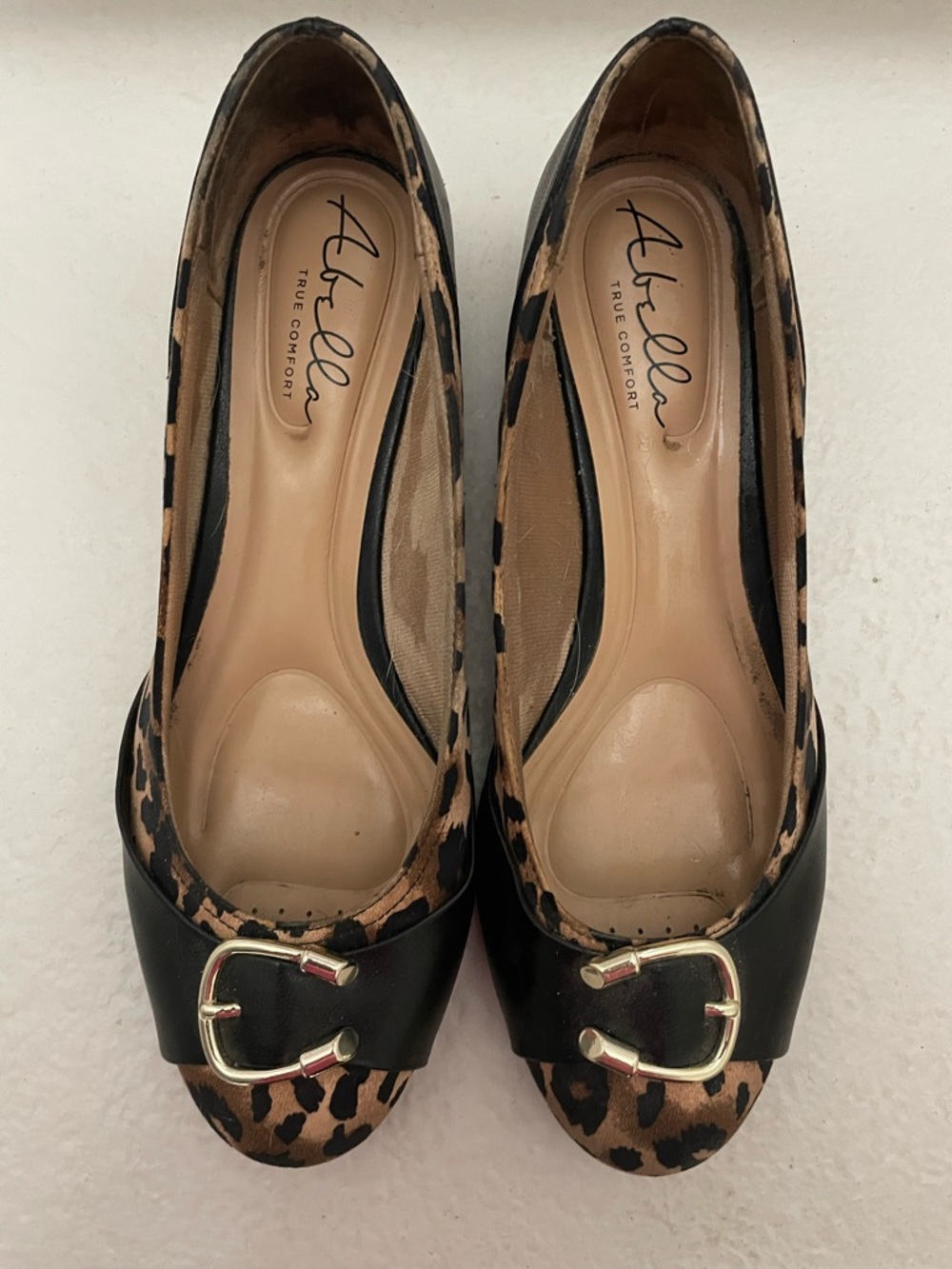 Abella Leopard Print with Black Toe and Gold Buckle